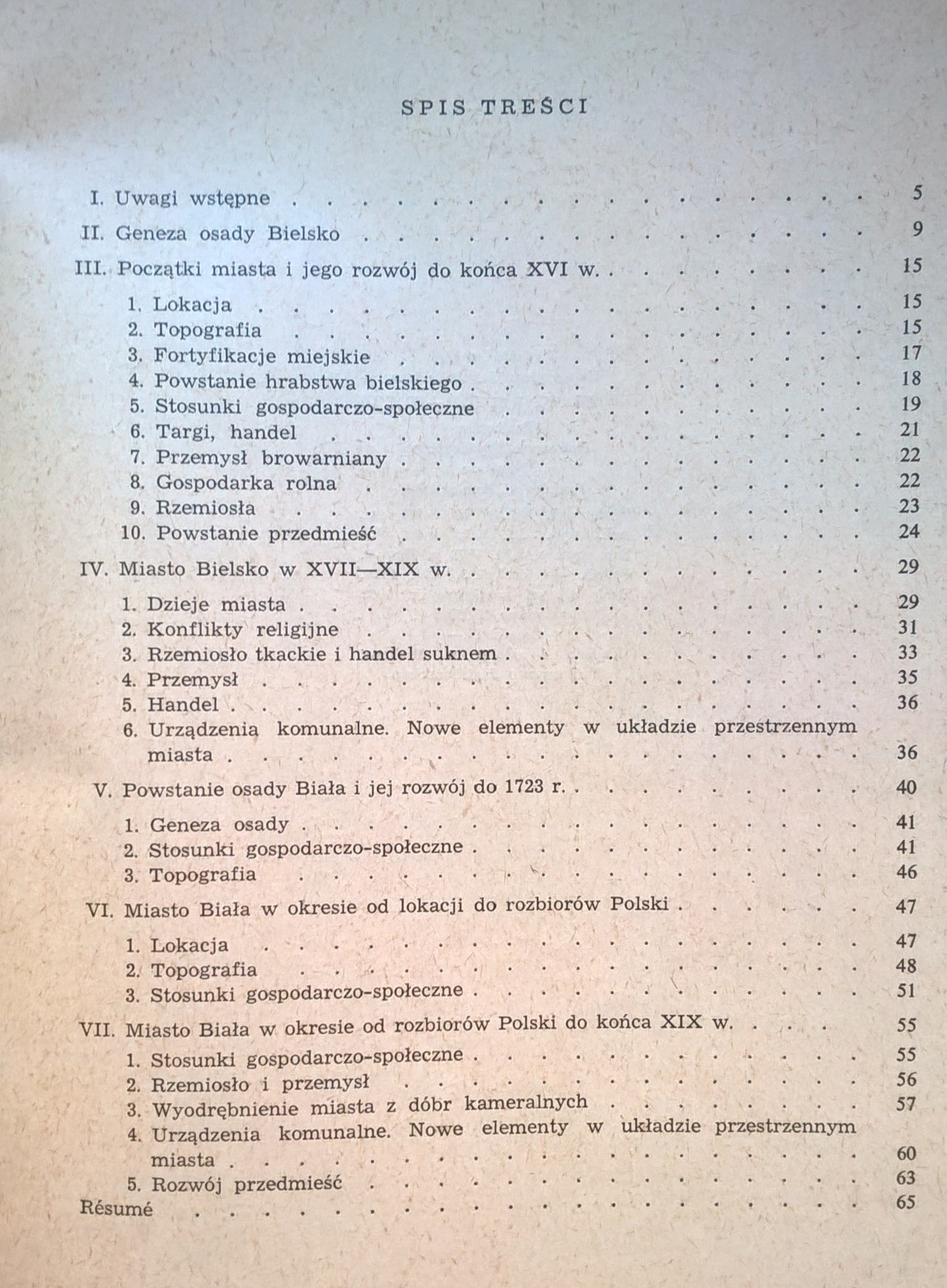 Książka "Bielsko-Biała. Zarys dziejów rozwoju przestrzennego miasta" Zbigniew Perzanowski, 1958 r.