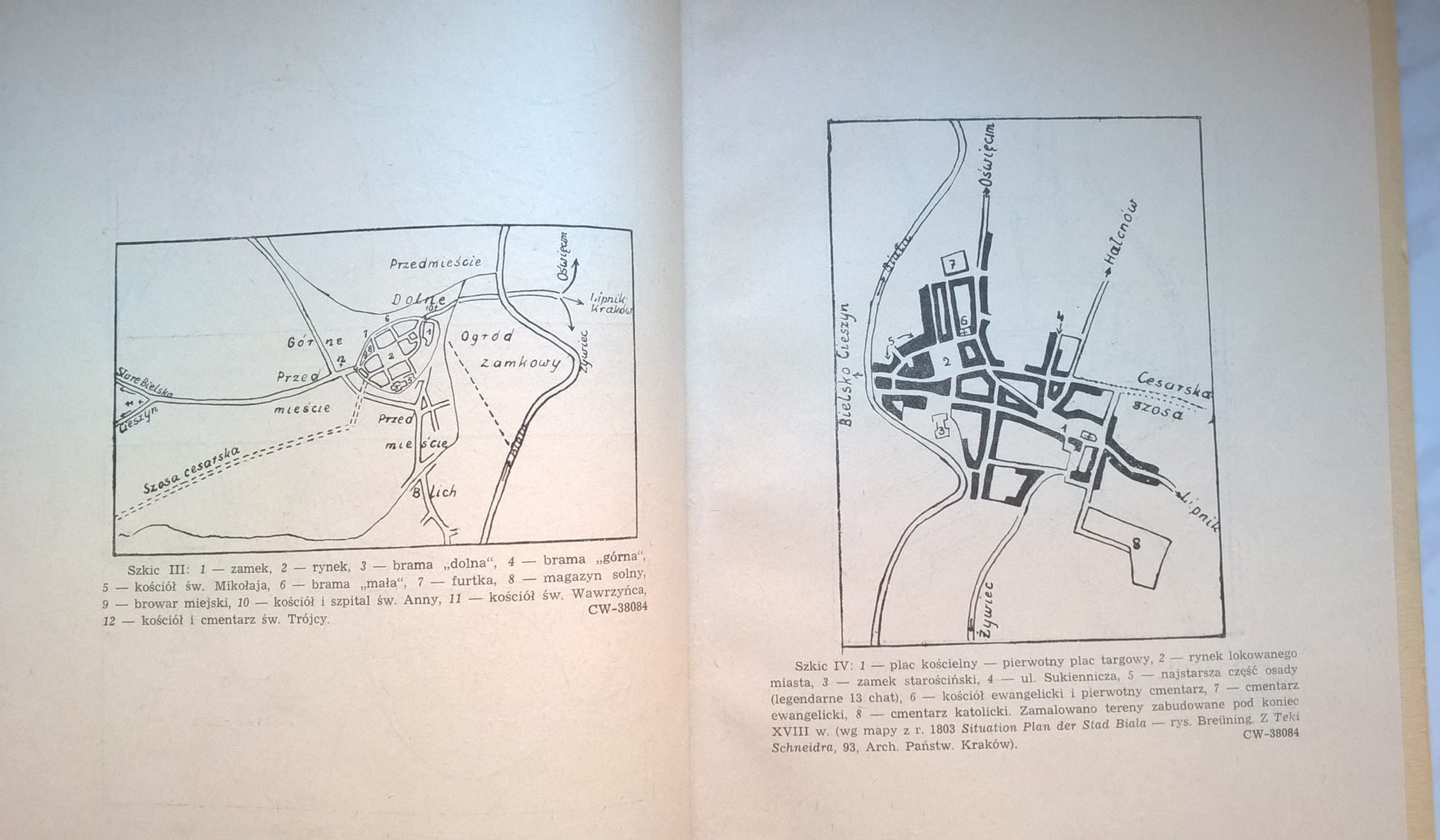 Książka "Bielsko-Biała. Zarys dziejów rozwoju przestrzennego miasta" Zbigniew Perzanowski, 1958 r.