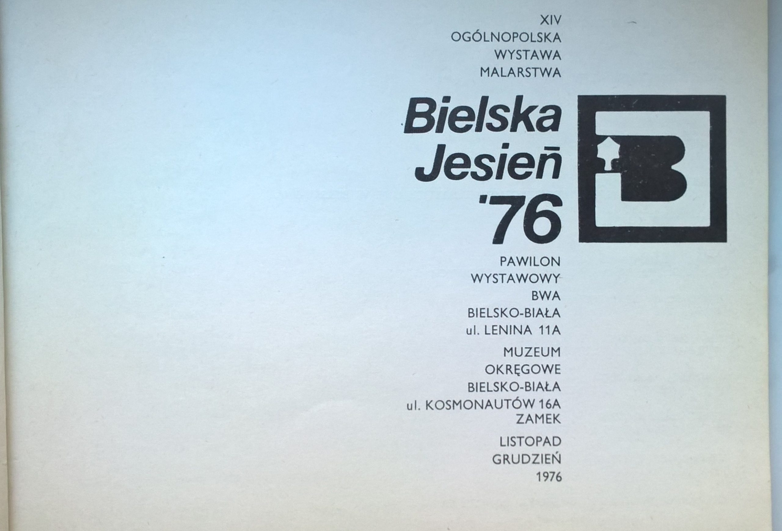 Katalog – XIV Ogólnopolska Wystawa Malarstwa BIELSKA JESIEŃ 1976