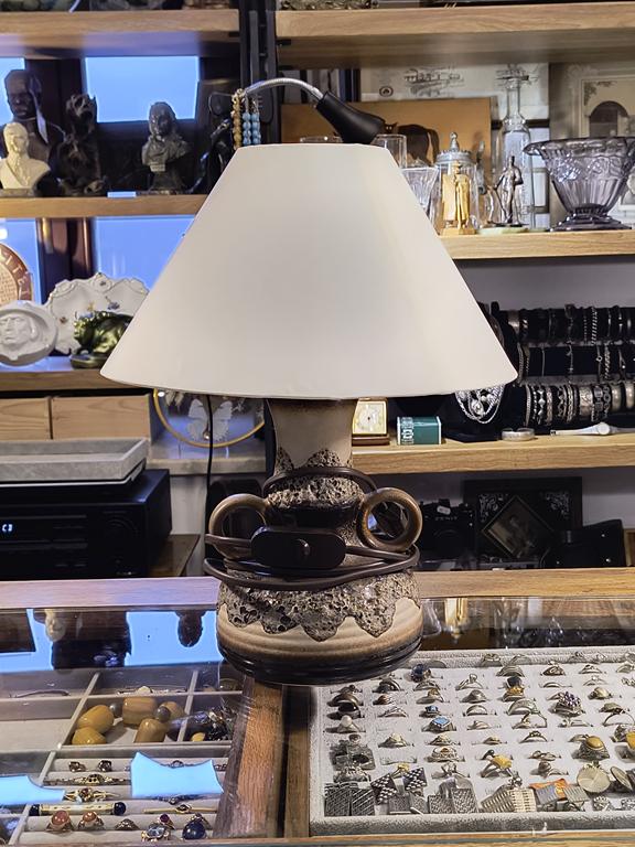 Lampa ceramiczna z abażurem - Mid-Century, lata 60-te, Niemcy