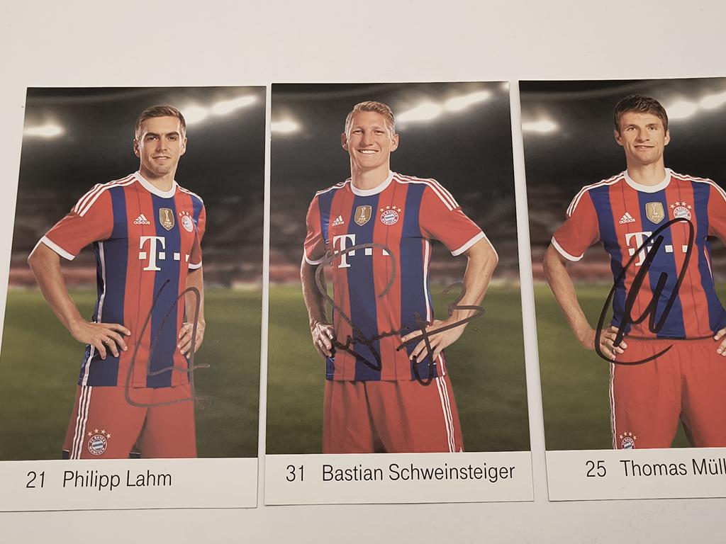 Zestaw 3 autografów: Thomas Muller, Philipp Lahm, Bastian Schweinsteiger