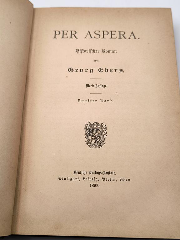 Książka - PER ASPERA. Historischer Roman von Georg Ebers, 1892 r.