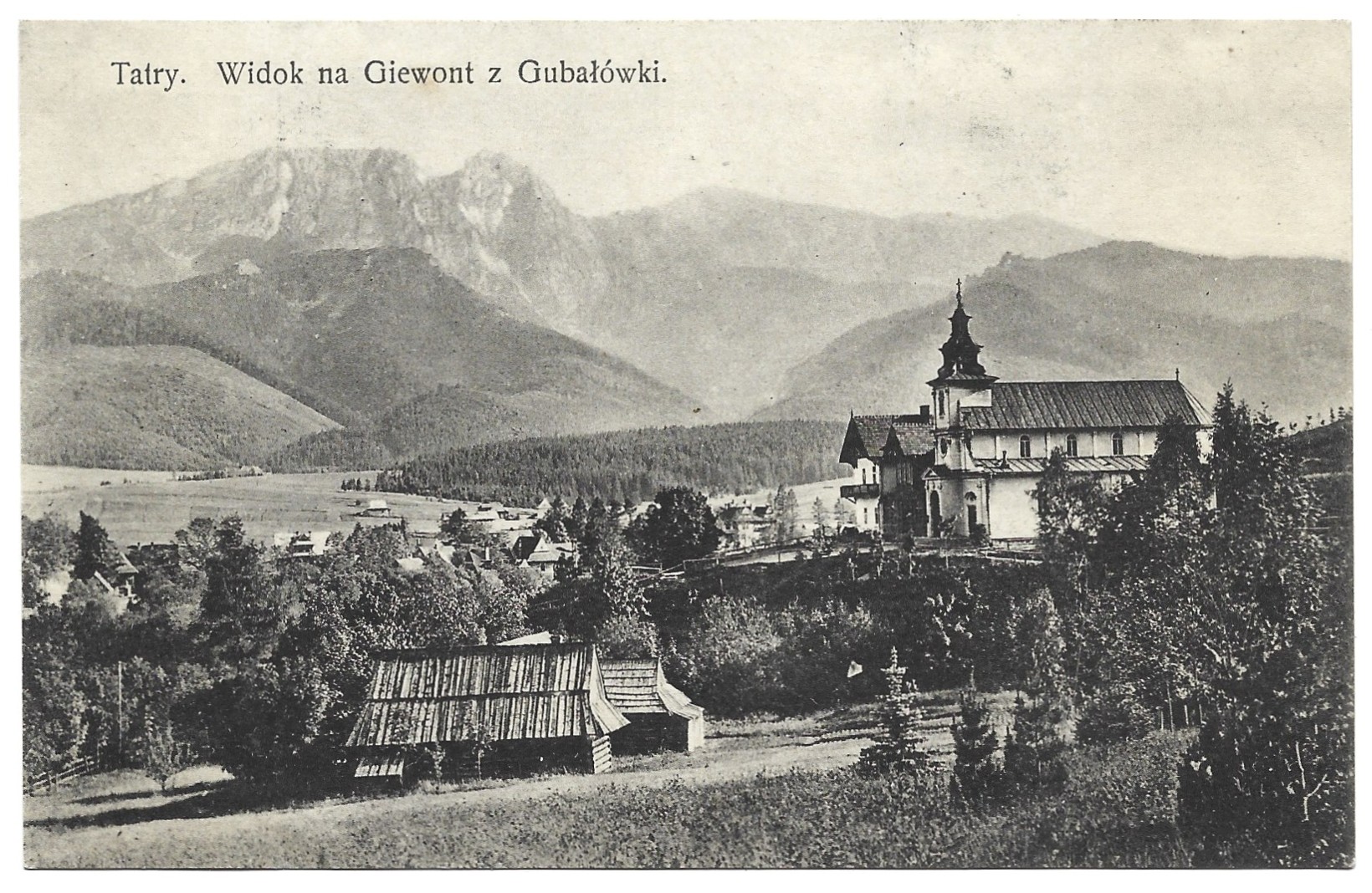 Pocztówka - Tatry. Widok na Giewont z Gubałówki, 1917 r.