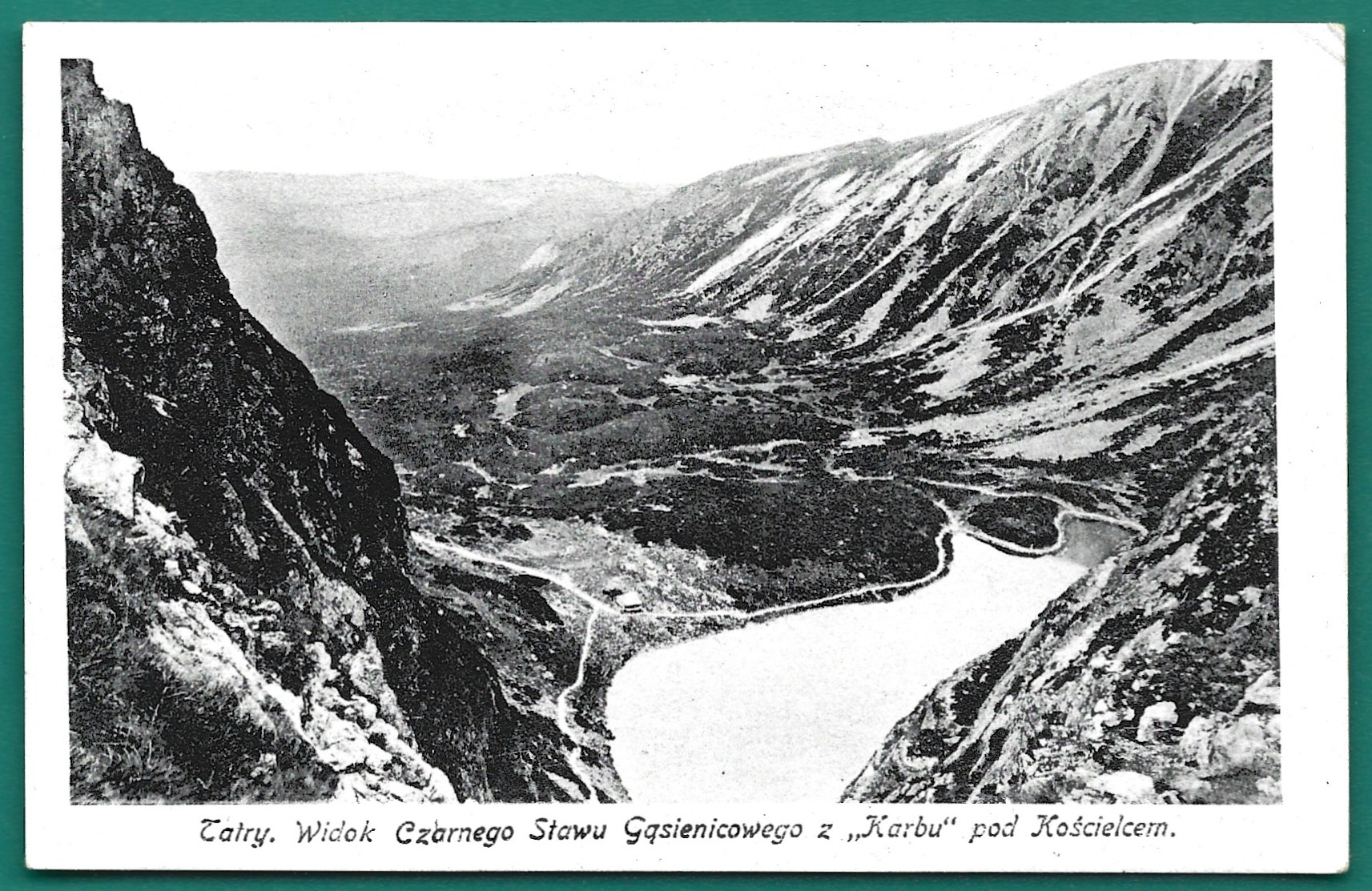 Pocztówka - Tatry. Widok Czarnego Stawu Gąsienicowego z "Karbu" pod Kościelcem, 1918 r.