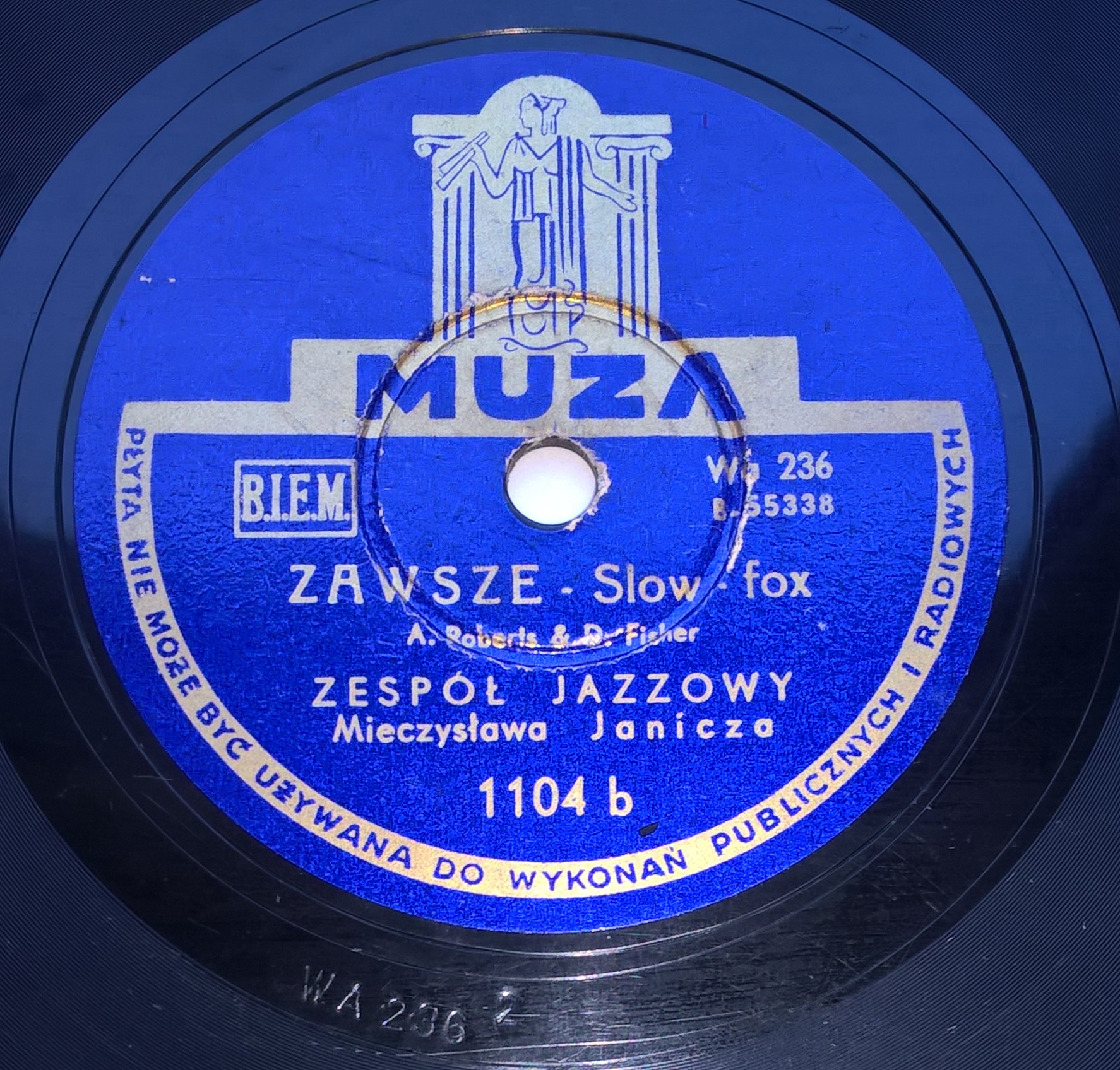 Płyta szelakowa Muza - swing "Harlem" oraz slow-fox "Zawsze"