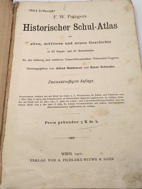 Atlas szkolny historyczny w j. niemieckim - "F. W. Putzgers Historischer Schul-Atlas", 1910 r.