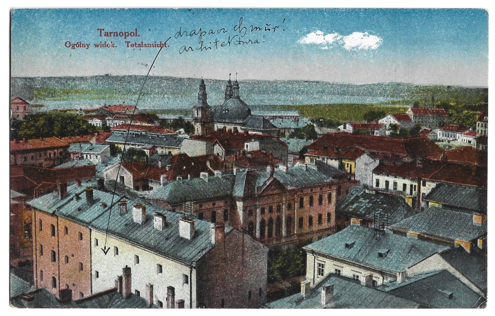 Pocztówka - Tarnopol. Ogólny widok - Totalansicht, 1917 r. - Kresy wschodnie