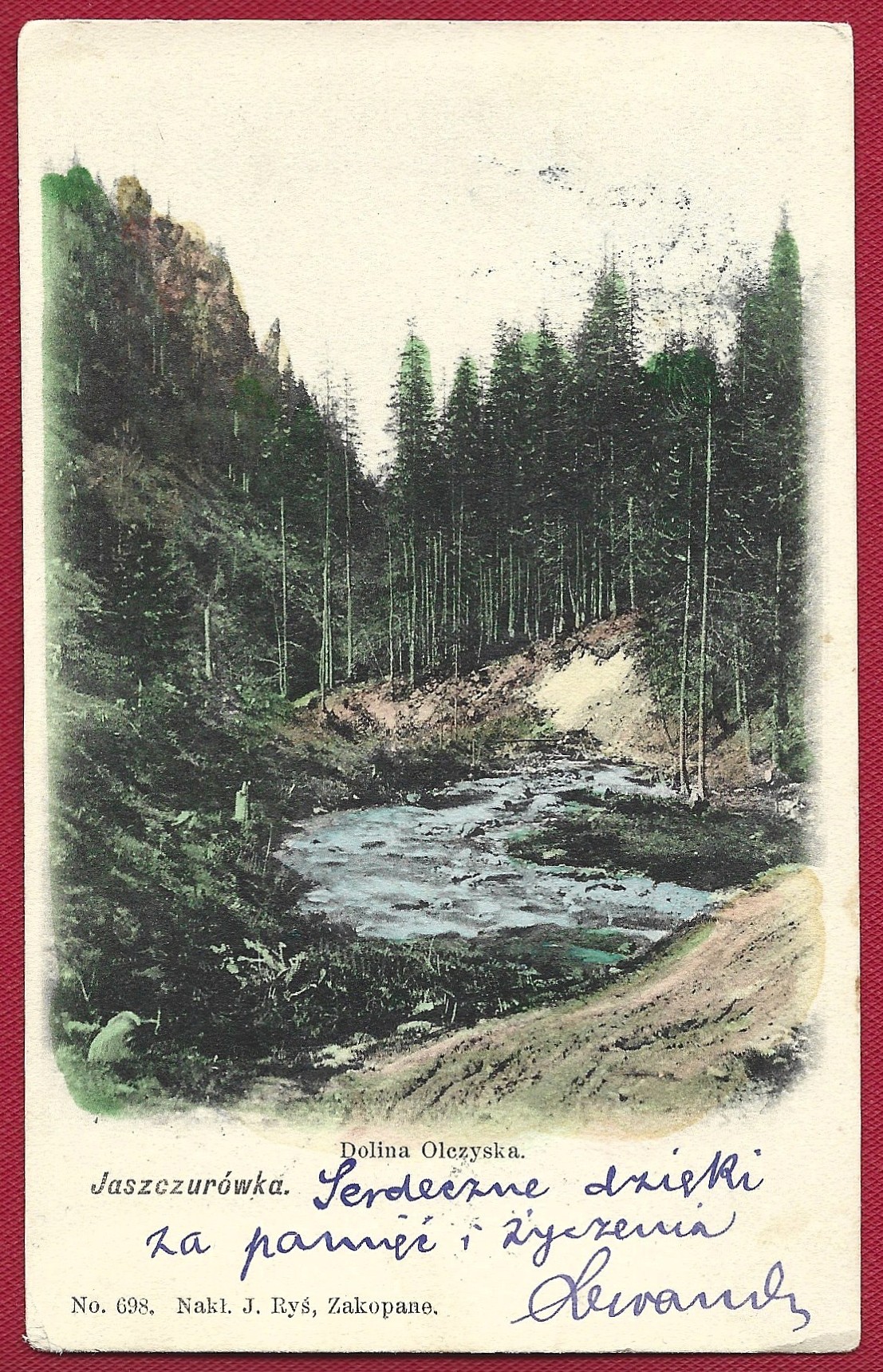 Pocztówka - Jaszczurówka. Dolina Olczyska (Tatry), 1903 r.