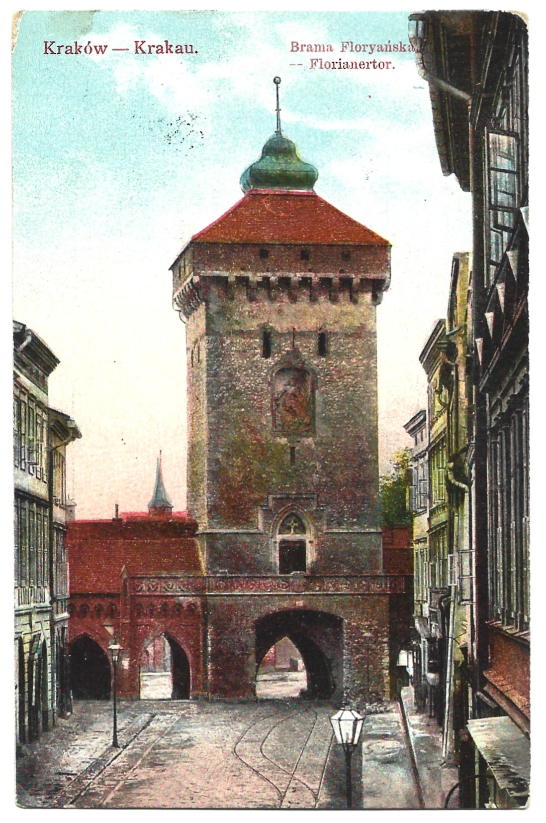 Pocztówka - Kraków. Brama Floryańska - Krakau. Florianertor, 1908 r.