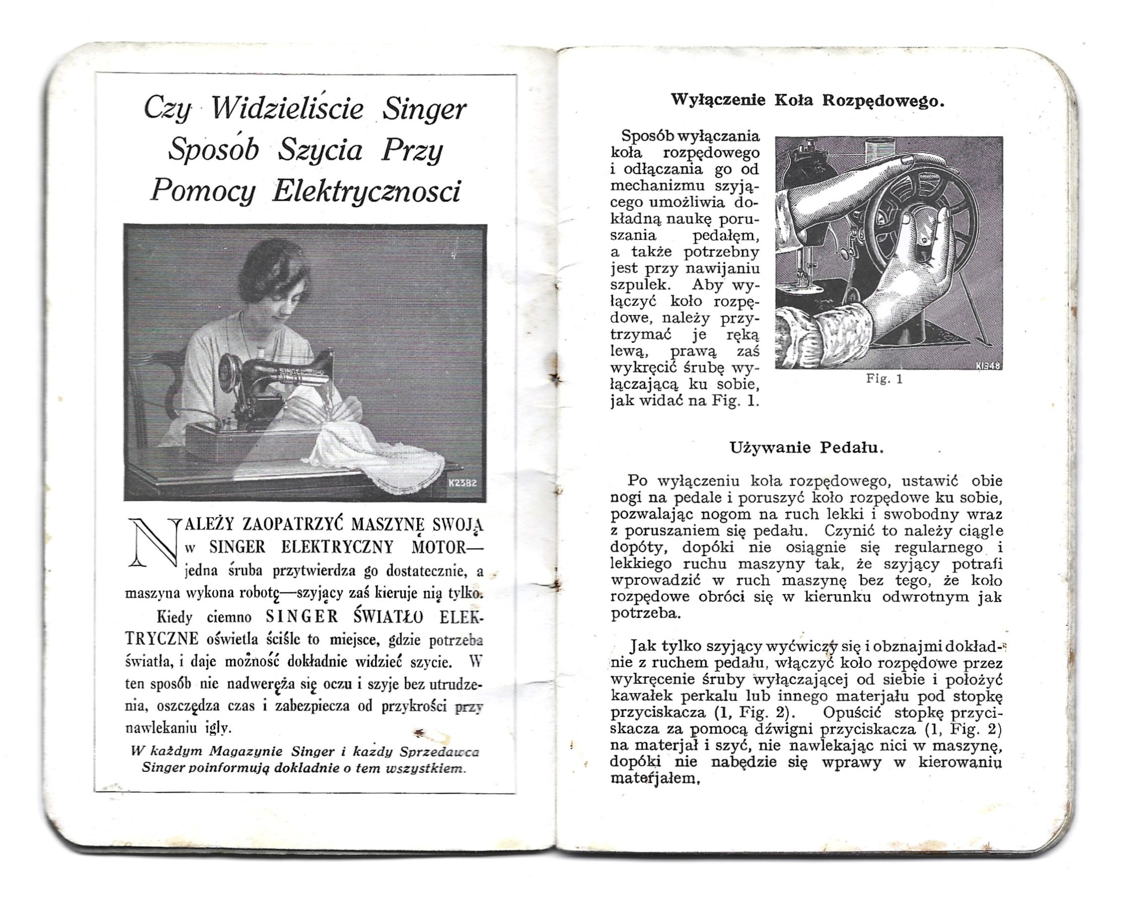 Książeczka "Podręcznik do Singer maszyny do szycia No. 15 - Central Bobbin", 1927 r.
