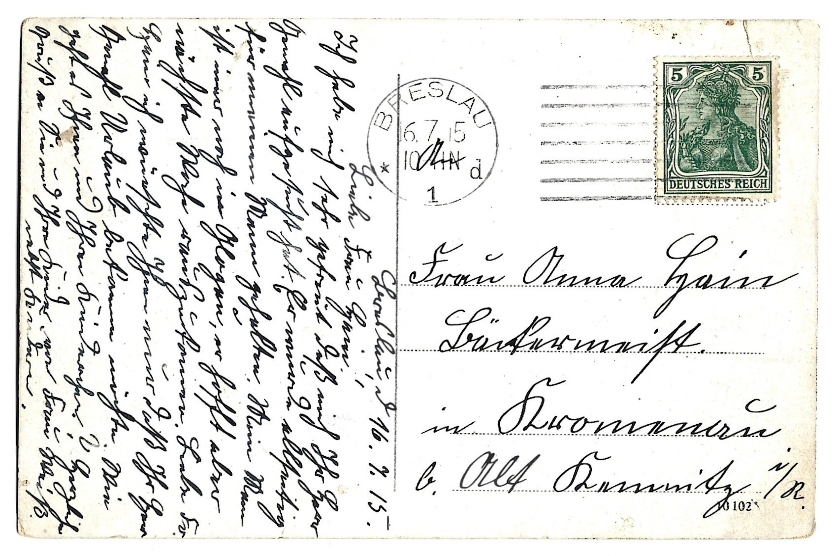 Pocztówka - Wrocław. Park Południowy, część stawu gondolowego - Breslau. Südpark, Partie am Gondelteich - 1915 r.