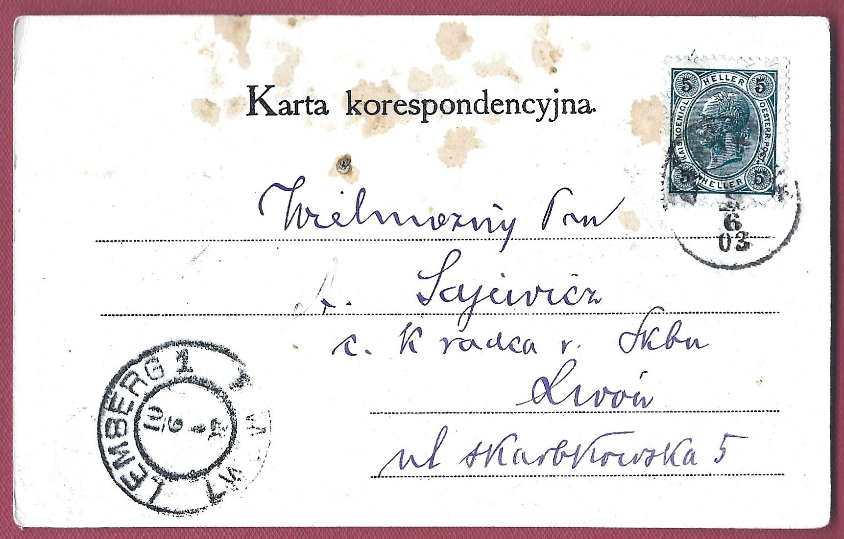 Pocztówka - Jaszczurówka. Dolina Olczyska (Tatry), 1903 r.