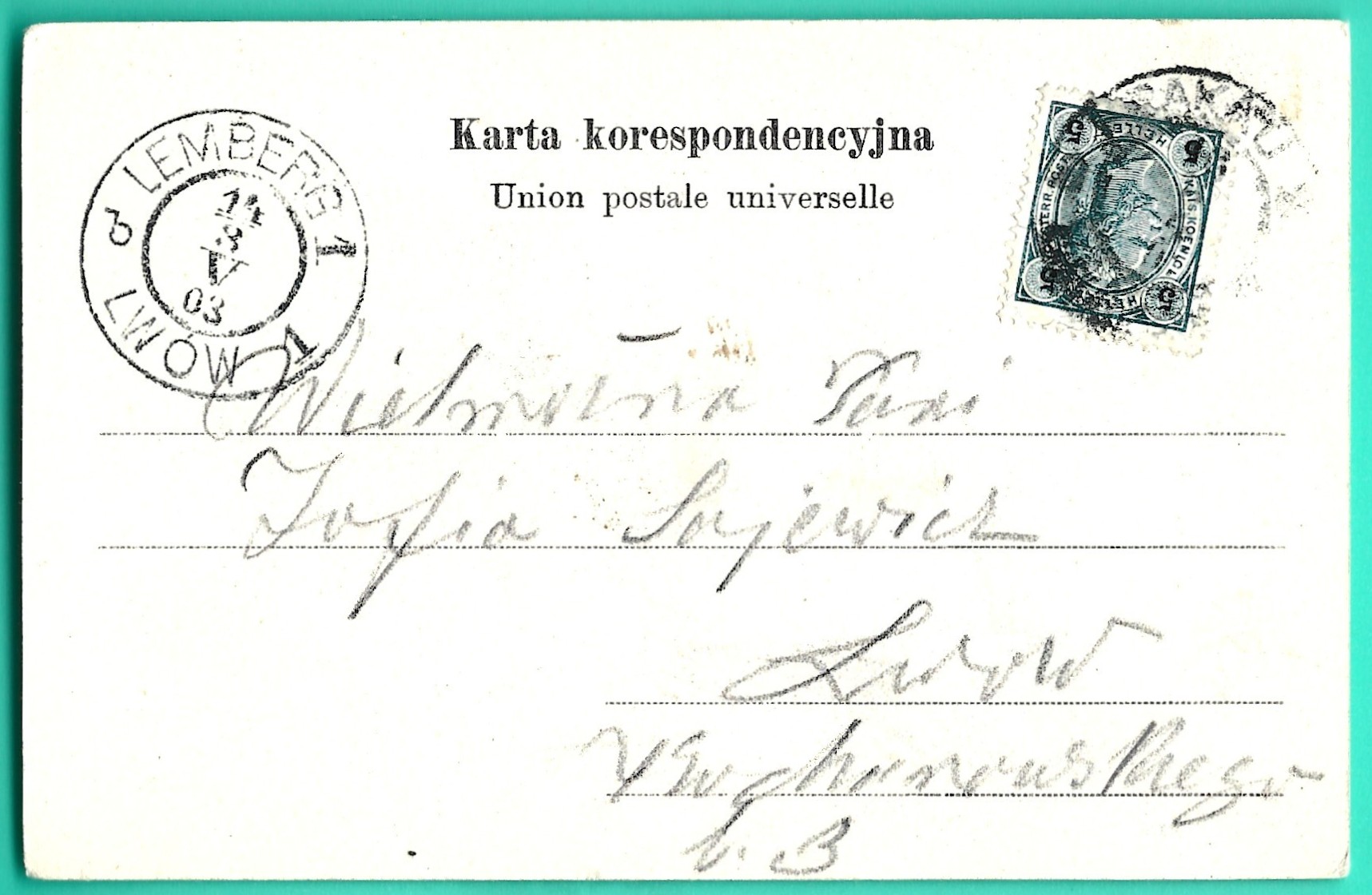 Pocztówka - Kraków. Pomnik Mickiewicza, 1903 r.