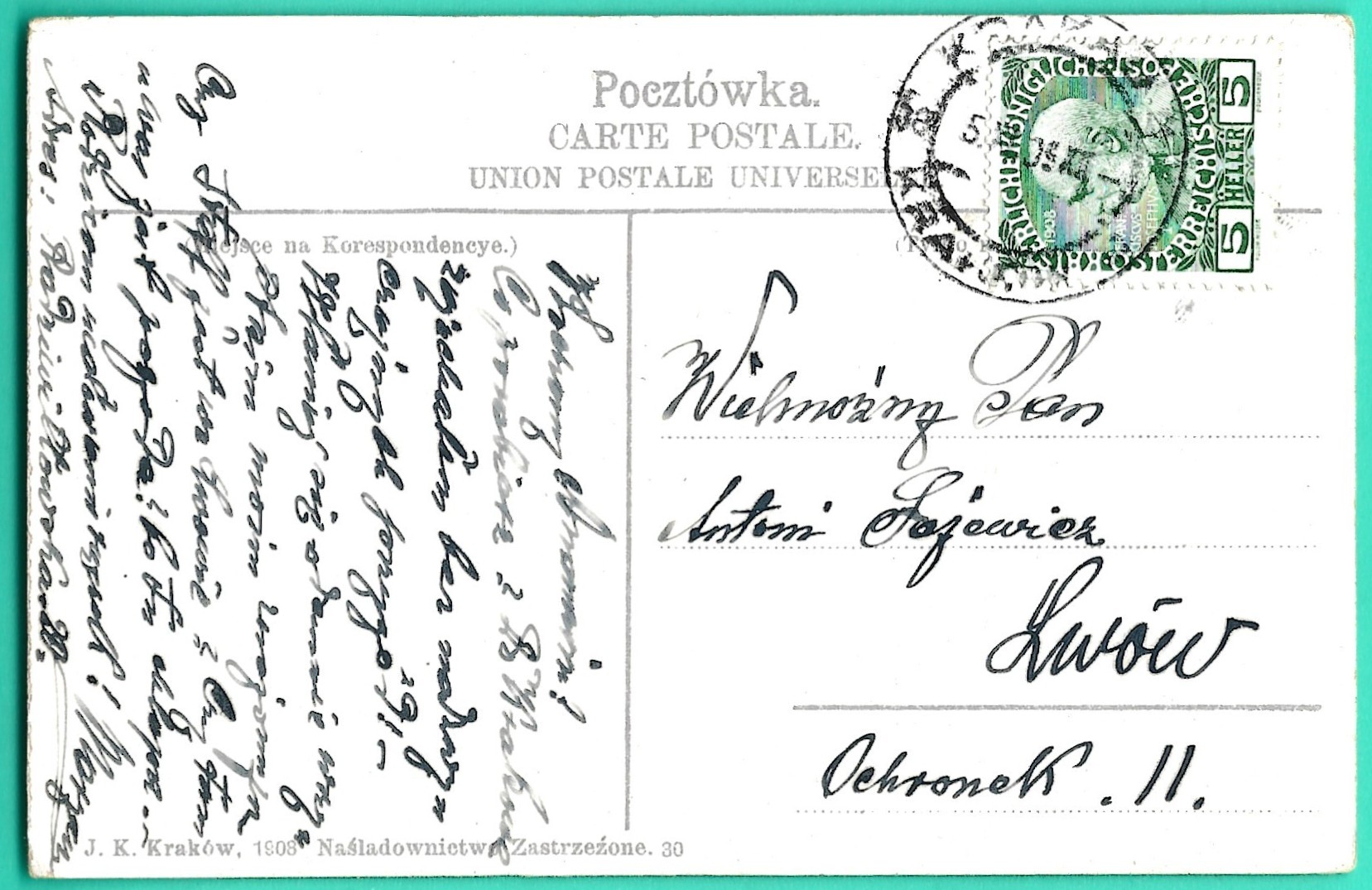 Pocztówka - Kraków. Brama Floryańska - Krakau. Florianertor, 1908 r.