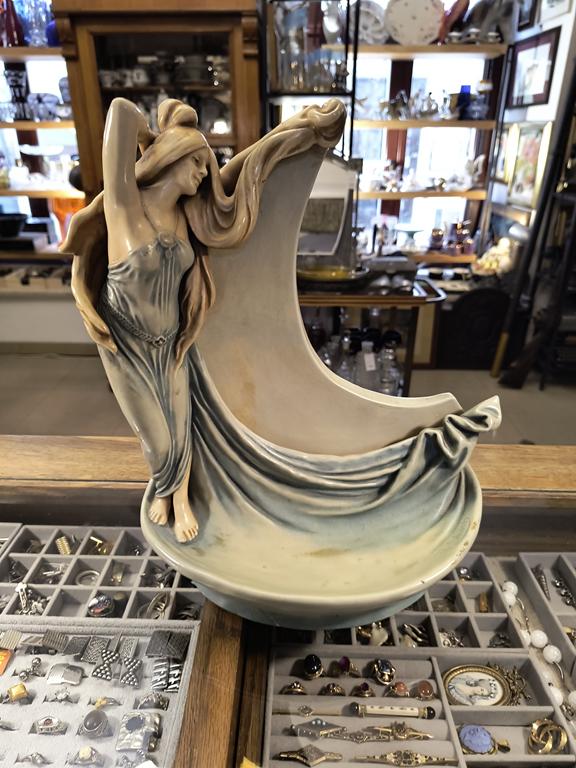 Ceramiczna podstawa lustra - secesja, 1900 r.?