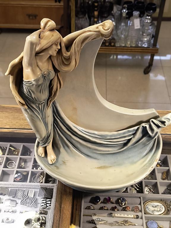 Ceramiczna podstawa lustra - secesja, 1900 r.?