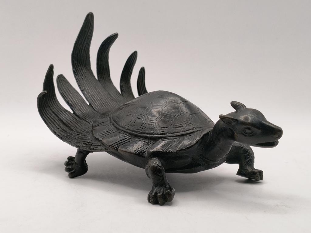Figurka z brązu - żółw - Japonia, okres Edo - 1 połowa XIX w.