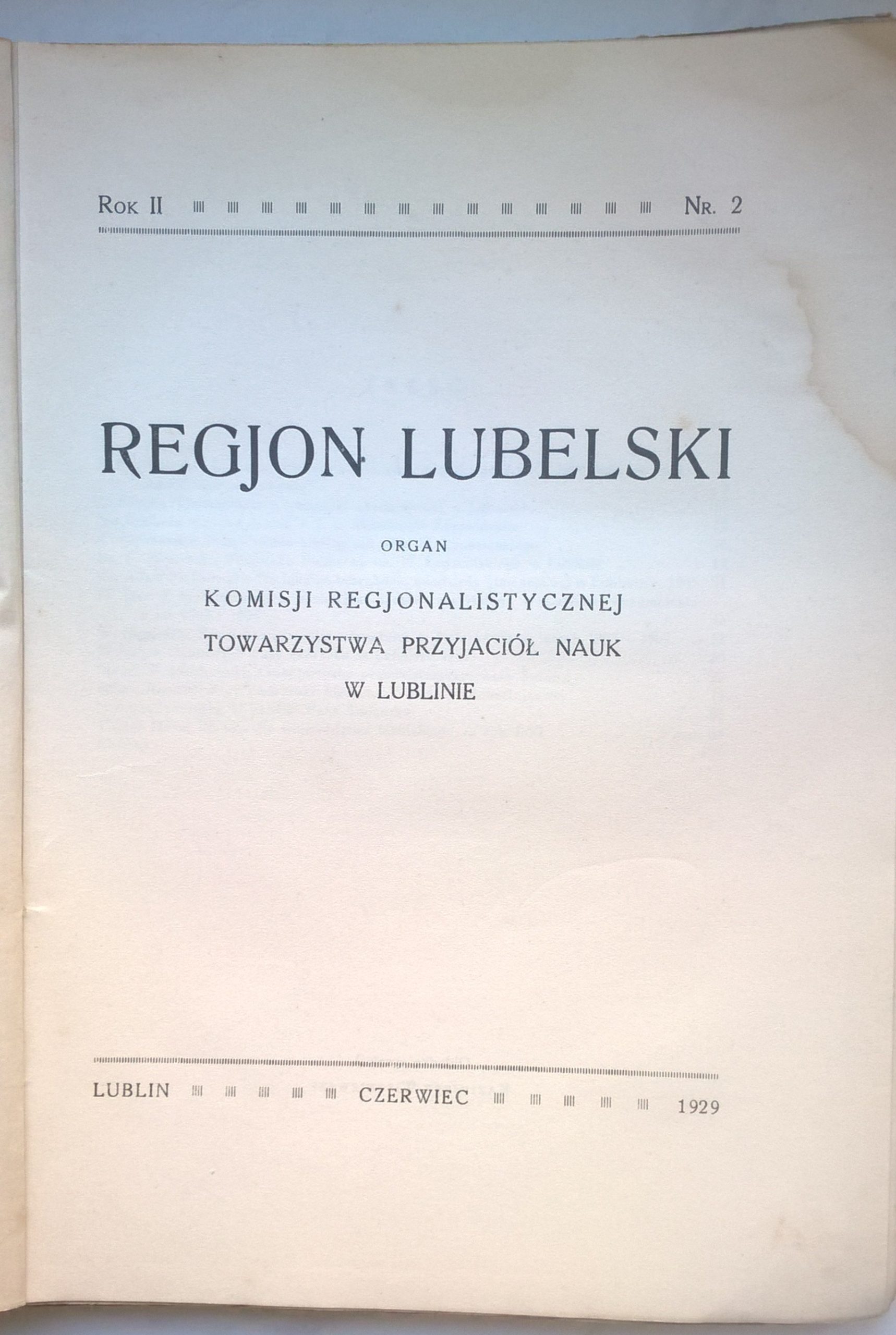 Książka "Region Lubelski", 1929 r.