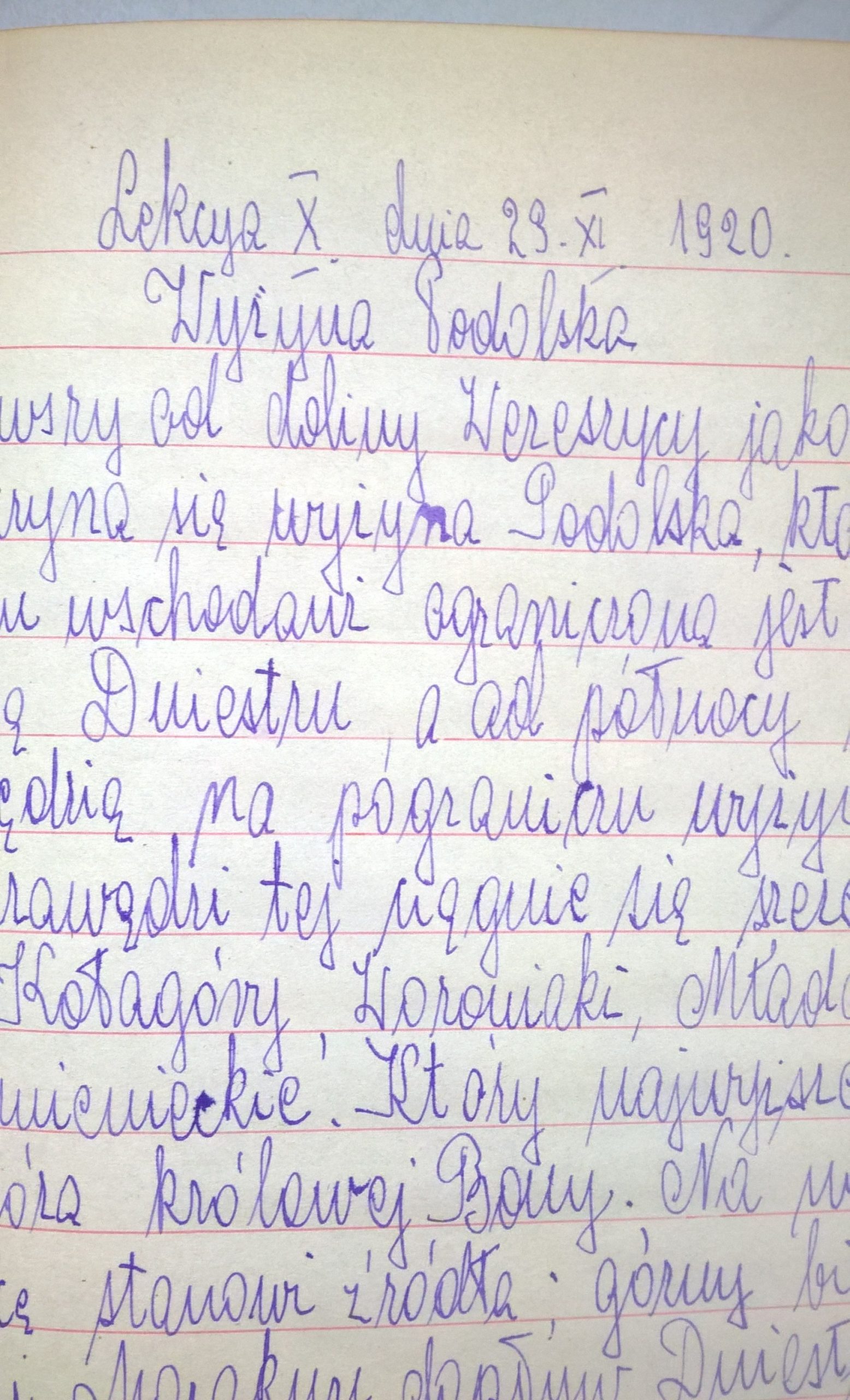 Zeszyt uczennicy Gimnazjum Żeńskiego Zofii Strzałkowskiej we Lwowie - 1920 r., II RP