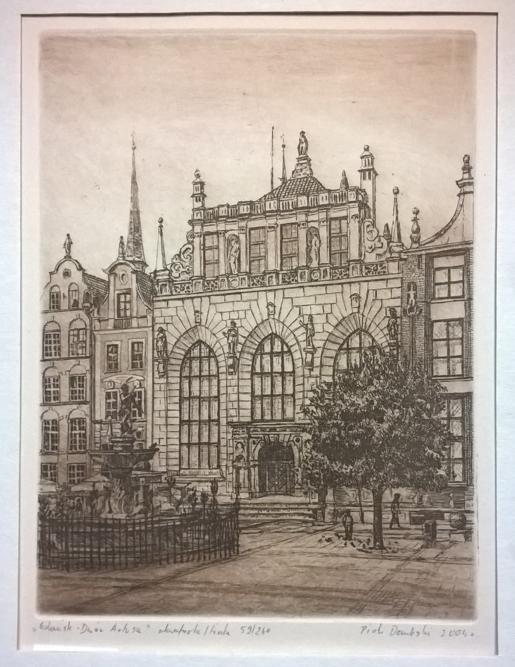 Grafika "Gdańsk - Dwór Artusa" Piotr Dembski 2004 r.