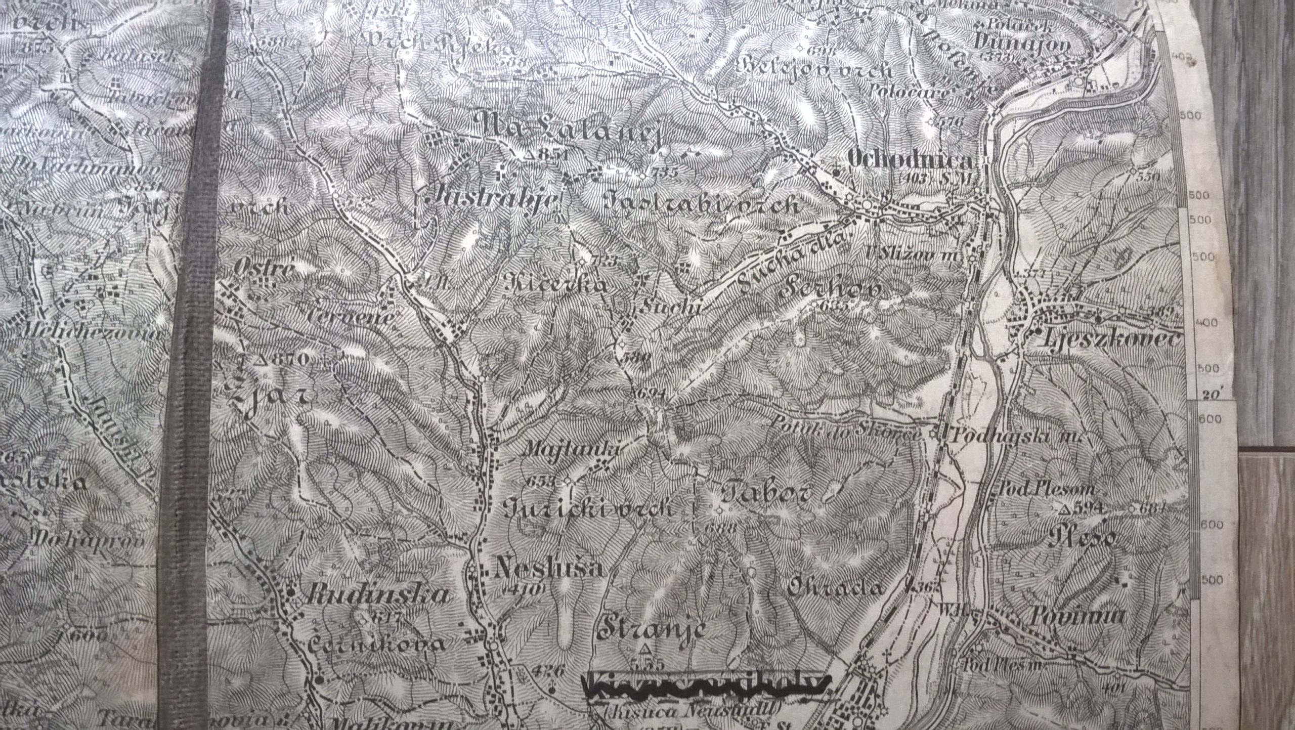 Mapa - Czechosłowacja, rzeka Kisuca - Kraj Żyliński, 1929 r.