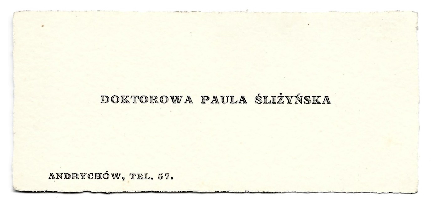 Wizytówka - Doktorowa Paula Śliżyńska, Andrychów
