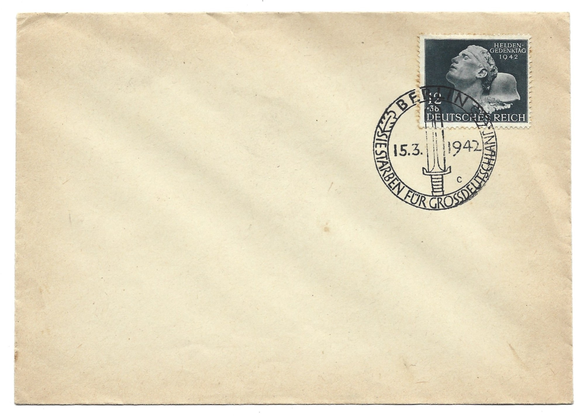 Koperta ze znaczkiem i stemplem - Deutsches Reich / Helden Gedenktag 1942 BERLIN