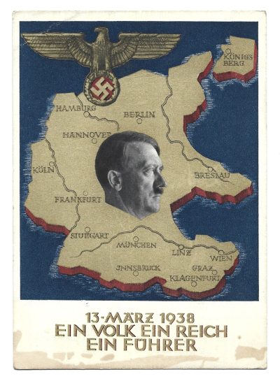 Kartka pocztowa - znaczek i stempel Deutsches Reich - Ein Volk, ein Reich, ein Führer - WIEN 1938 - Wiedeń