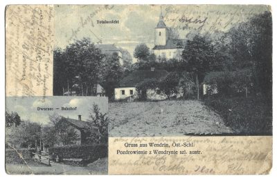 Pocztówka - Gruss aus Wendrin, Öst.-Schl. - Pozdrowienie z Wendrynie szl. austr., 1916 r.