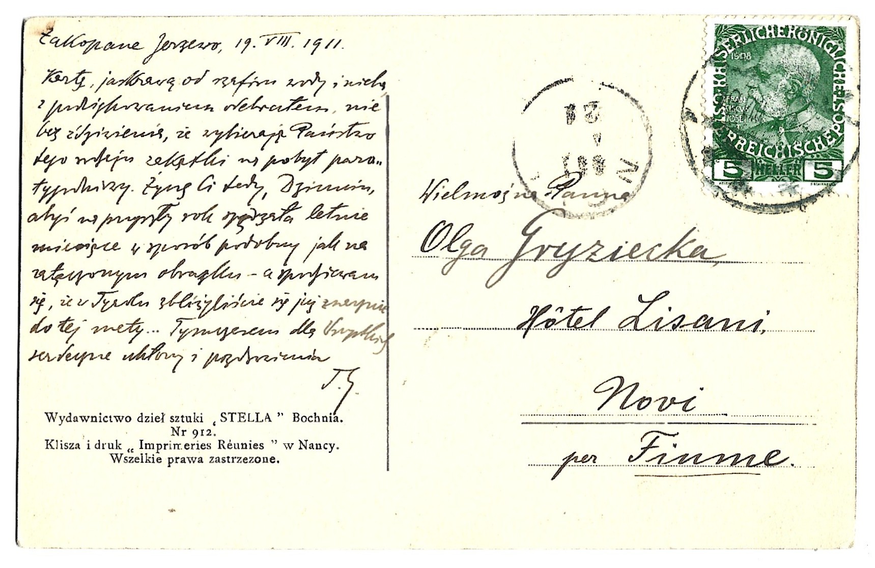 Pocztówka - TATRY. Dolina Kościeliska, 1911 r.