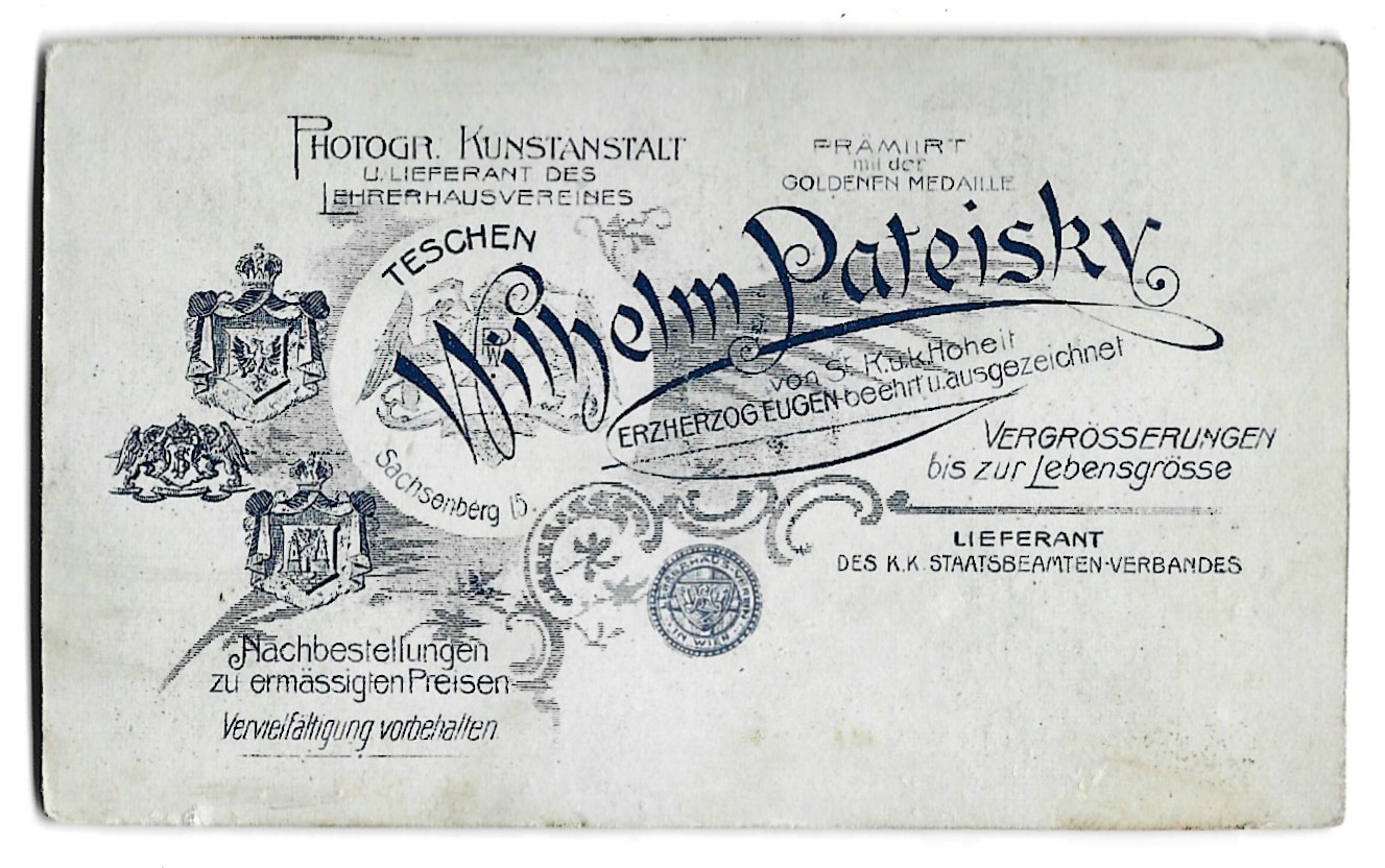 Zdjęcie portretowe mężczyzny - fot. Wilhelm Pateisky, Teschen (Cieszyn), 1897 r.