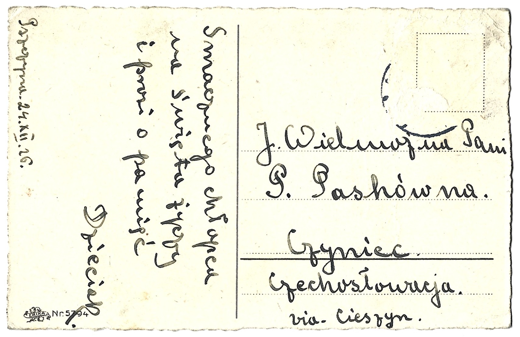 Pocztówka - Z życzeniami wesołych Świąt! 1926 r.