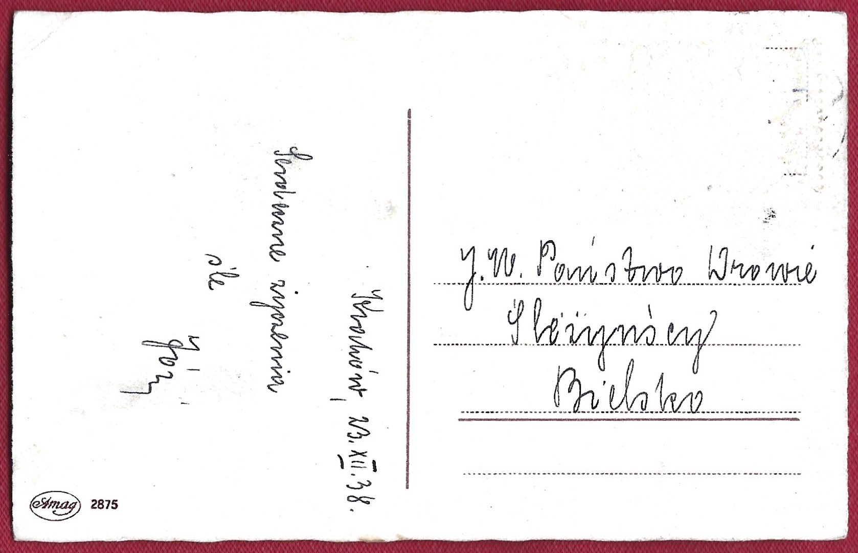 Pocztówka - Wesołych Świąt, 1938 r.