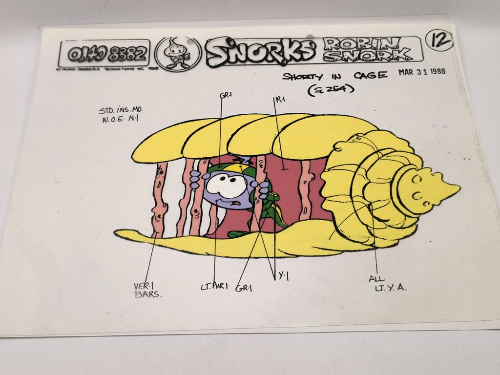 Folia animacyjna z bajki SNORKS. Robin Snork - Shorty in cage”, 1988r.