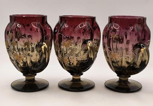 Kielichy szklane, ręcznie malowane - secesja