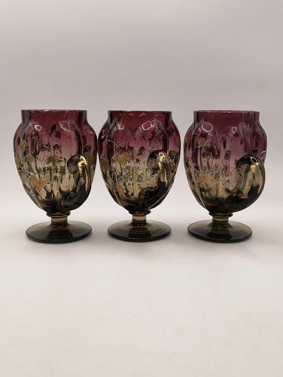 Kielichy szklane, ręcznie malowane - secesja