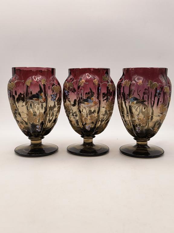 Kielichy szklane, ręcznie malowane - secesja