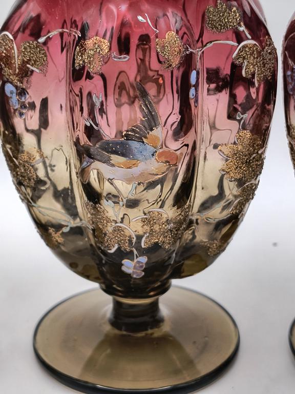 Kielichy szklane, ręcznie malowane - secesja