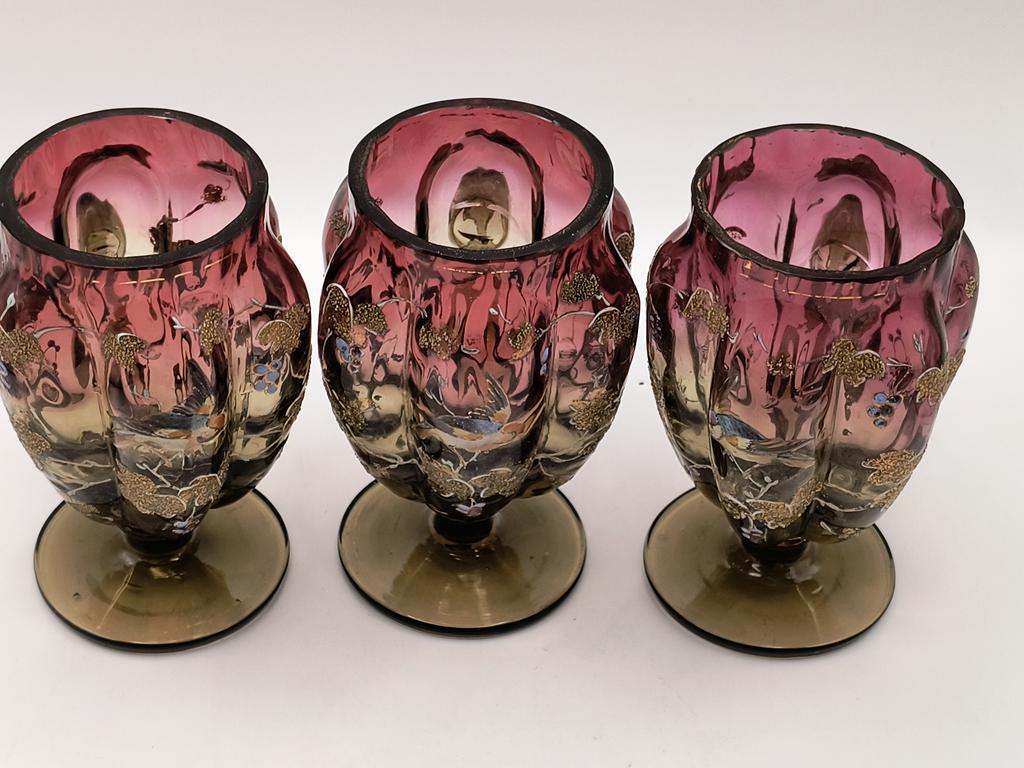 Kielichy szklane, ręcznie malowane - secesja