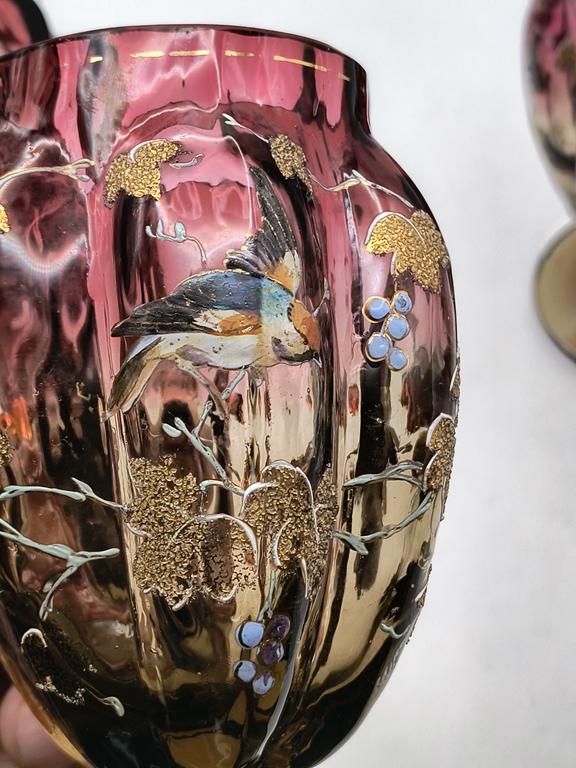 Kielichy szklane, ręcznie malowane - secesja