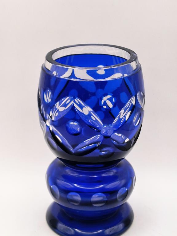 Szklany kielich, wazon - Biedermeier Bohemian