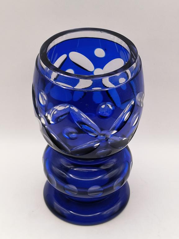 Szklany kielich, wazon - Biedermeier Bohemian