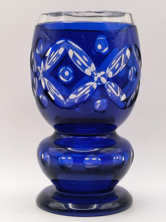 Szklany kielich, wazon - Biedermeier Bohemian