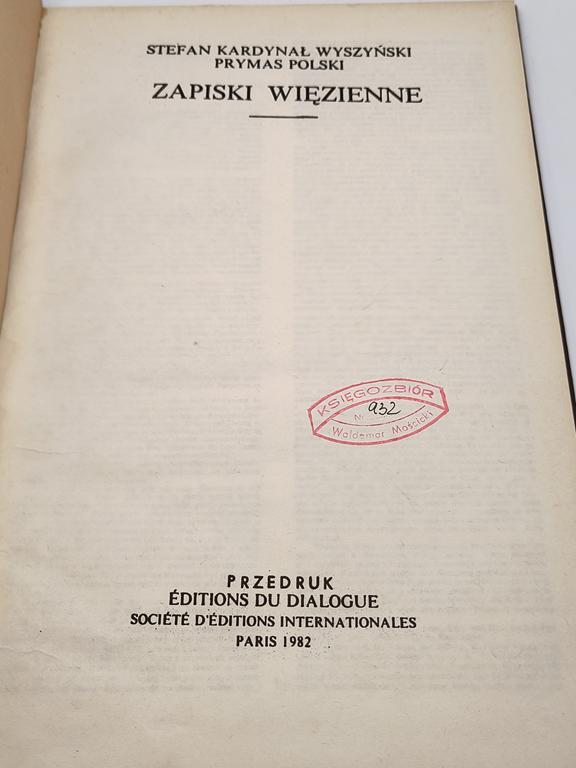 Książka "Zapiski więzienne" Stefan Kardynał Wyszyński, Prymas Polski