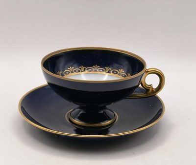 Filiżanka porcelanowa kobaltowa - JLMENAU Graf Von Henneberg Porzellan, Niemcy