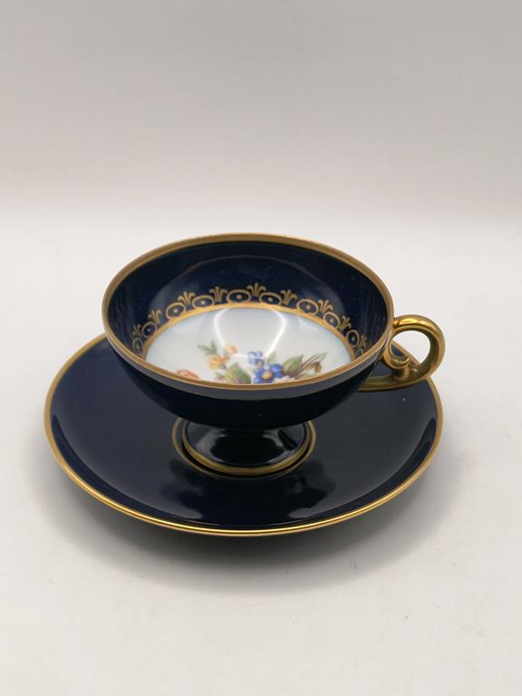 Filiżanka porcelanowa kobaltowa - JLMENAU Graf Von Henneberg Porzellan, Niemcy