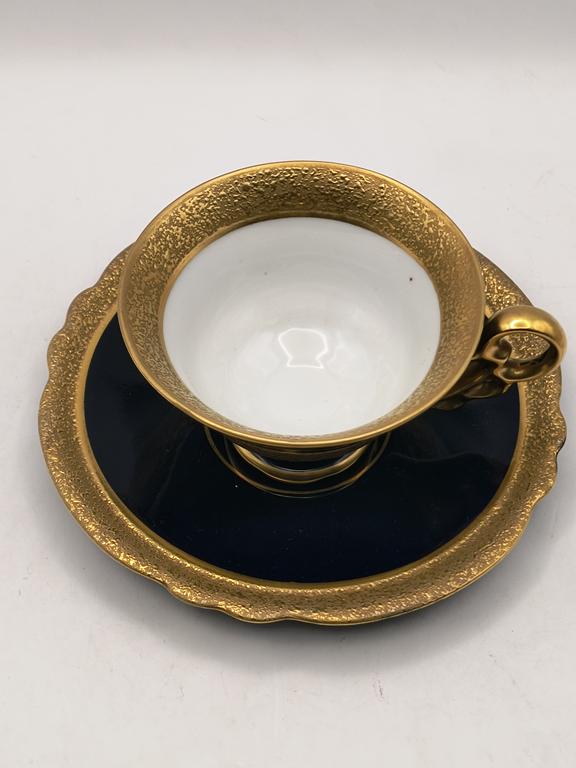 Filiżanka porcelanowa kobaltowa – JLMENAU Graf Von Henneberg Porzellan, Echt Kobalt - Niemcy