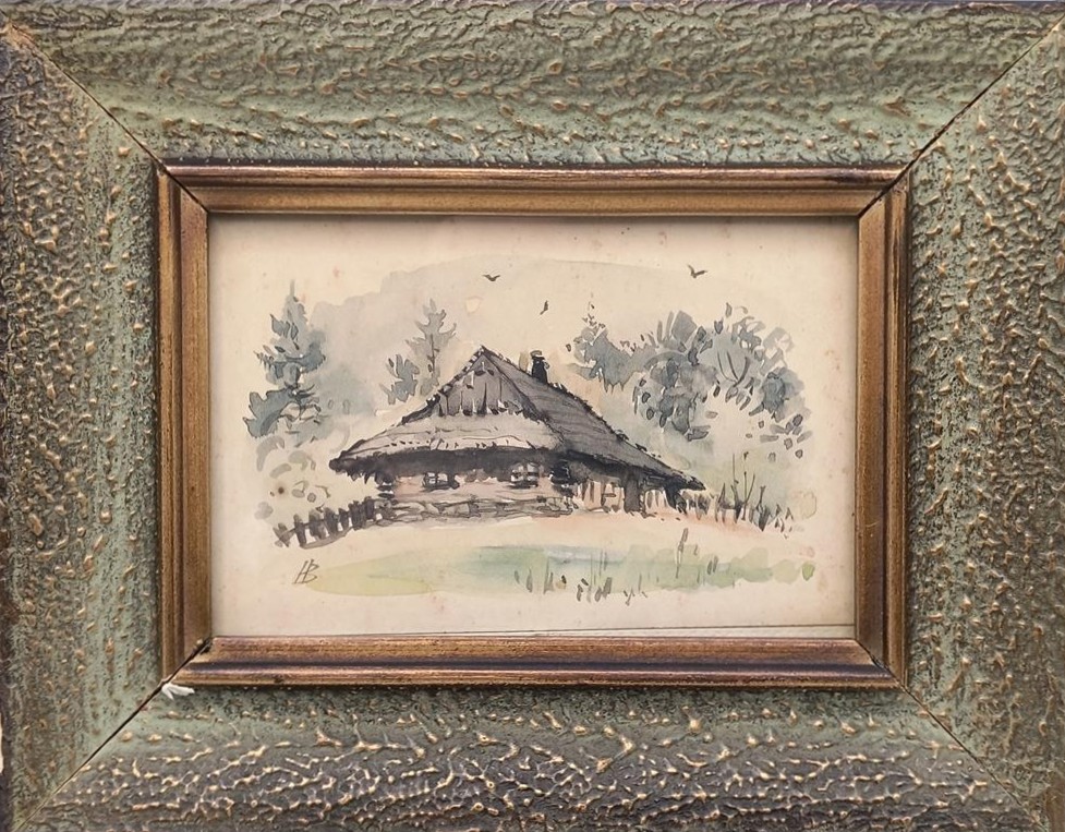 Obraz – pejzaż, drewniana chata – Bogusław Heczko