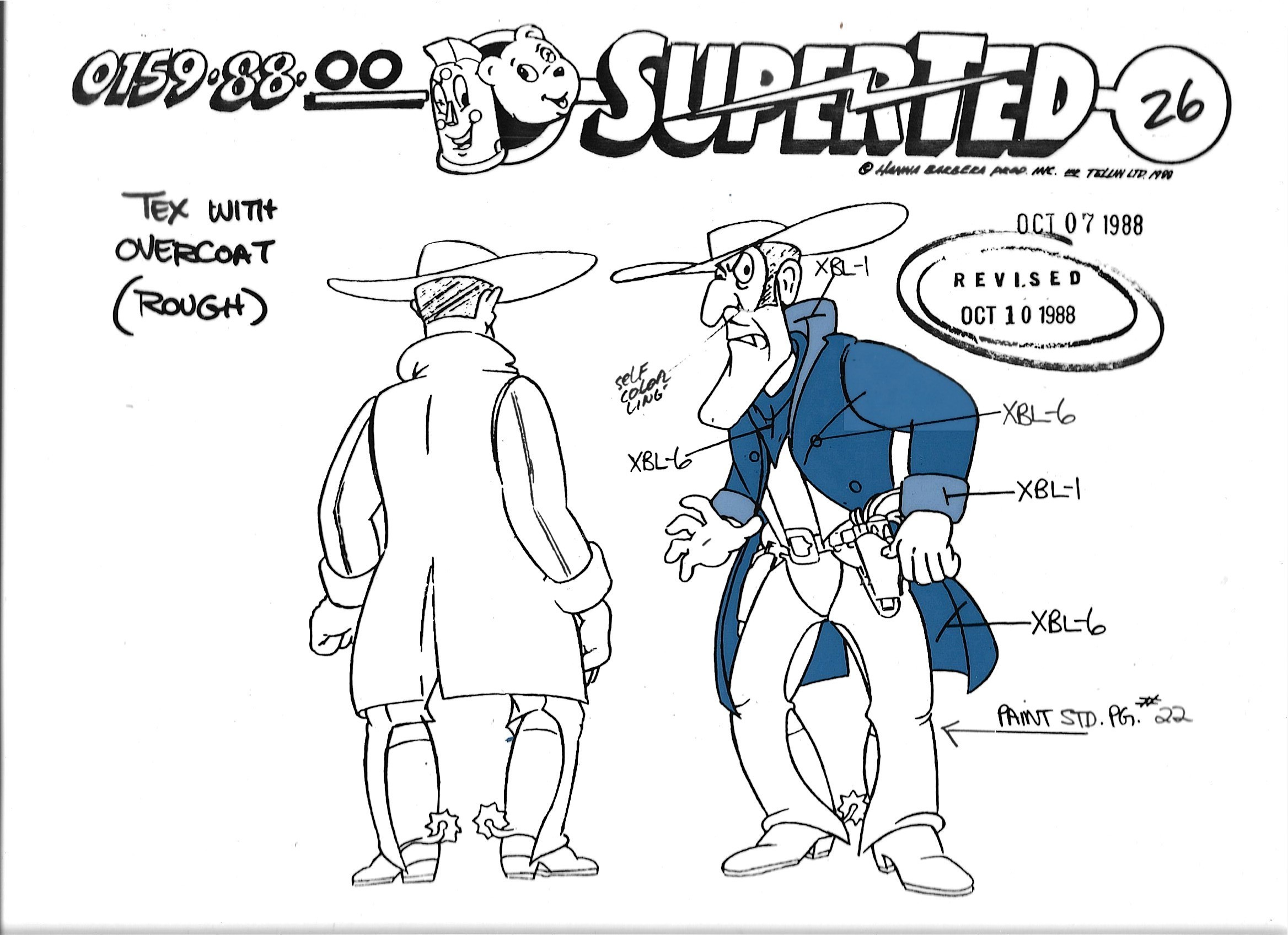 Folia animacyjna z bajki Hanna-Barbera POLAND „SuperTed” - Tex with overcoat (rough) - Tex z płaszczem