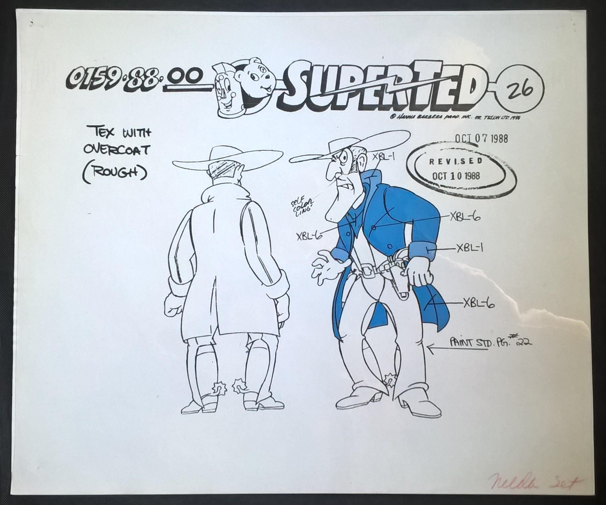 Folia animacyjna z bajki Hanna-Barbera POLAND „SuperTed” - Tex with overcoat (rough) - Tex z płaszczem